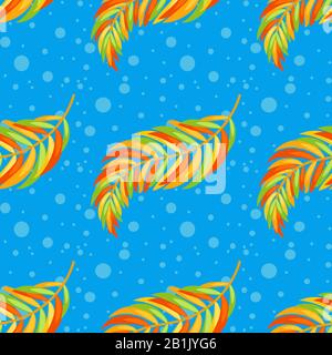 Color seamless pattern of flat abstract isolated orange leaf curving in different directions Stock Vector