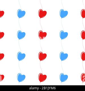 Color seamless pattern of balloons. Simple flat illustration on white background Stock Vector