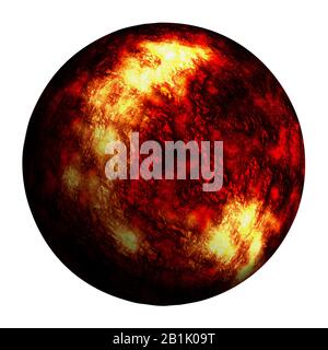 red burn planet isolated and add clipping path. 3d illustration design. Stock Photo