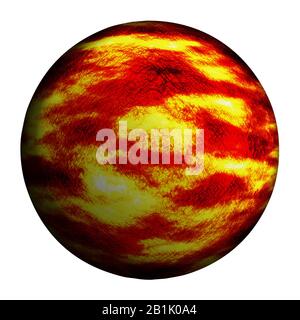red burn planet isolated and add clipping path. 3d illustration design. Stock Photo