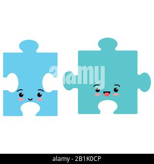 Puzzle pieces emoji vector icon isolated on white background. Stock Vector