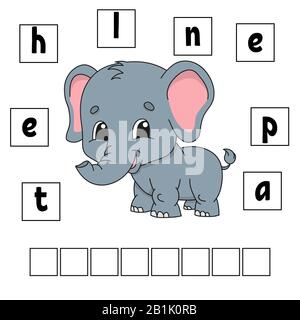 Words puzzle. Education developing worksheet. Game for kids. Activity page. Puzzle for children. Riddle for preschool. Simple flat isolated vector ill Stock Vector