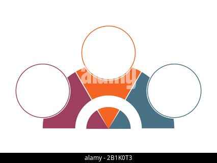 Colorful semicircle and circles for 3 Positions. Template for colour Infographics Stock Photo