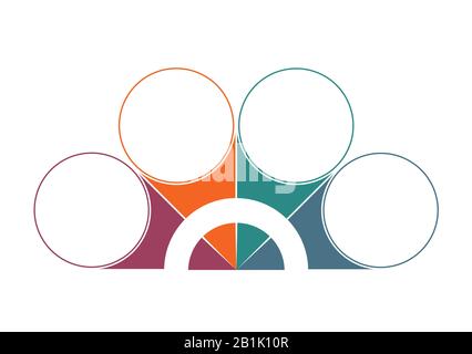 Colorful semicircle and circles for 4 Positions. Template for colour Infographics Stock Photo