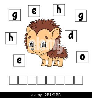 Words puzzle. Education developing worksheet. Game for kids. Activity page. Puzzle for children. Riddle for preschool. Simple flat isolated vector ill Stock Vector