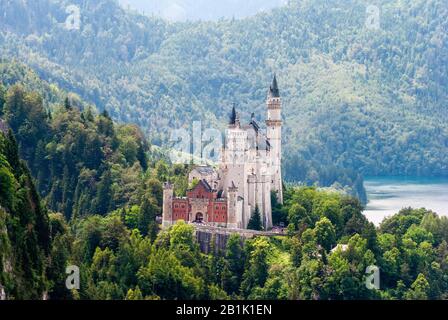 Fussen, Germany – June 30, 2016. Exterior view of Hohenschwangau Castle in Hohenschwangau village near Fussen. Stock Photo