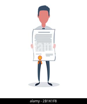 Businessman or clerk. Male character in trendy simple style with objects, flat vector illustration. Stock Vector