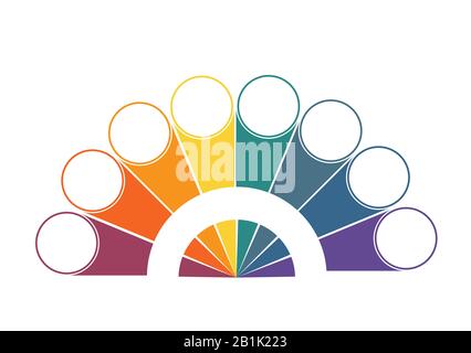 Colorful semicircle and circles for 8 Positions. Template for colour Infographics Stock Photo