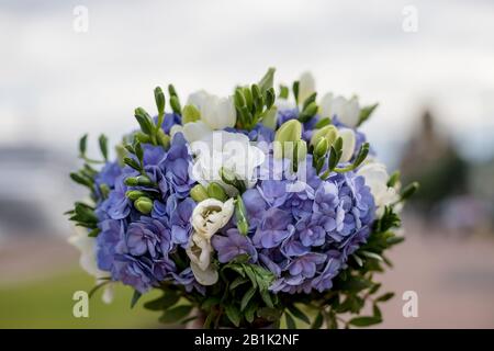 Blue Hyacinth and Freesias Bouquet