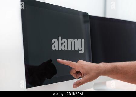 close up. web designer works on a computer Stock Photo