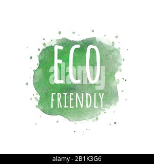 Eco, organic labels. Green abstract hand drawn watercolor background. Natural, organic food or cosmetic, bio, eco design elements. Stock Photo