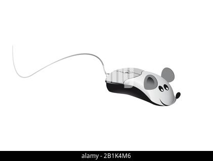 Computer mouse, living mouse aligoria. Isolated. White background. Vector Stock Vector