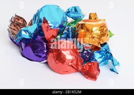 Top view pile assorted christmas chocolate Stock Photo