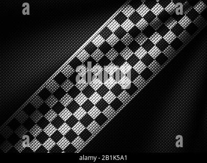 white and black carbon fiber background. checkered pattern. 3d illustration material design. sport racing style. Stock Photo