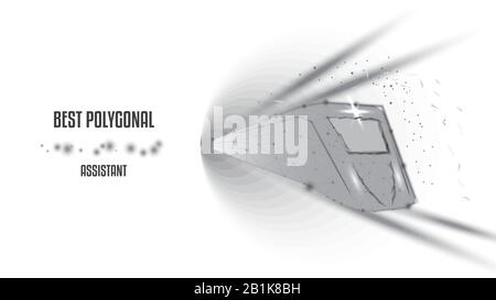 Train or subway train. High-speed rail. Black-and-white Illustration from Polygonal of triangles and points. Concept of business trip, travel or touri Stock Vector