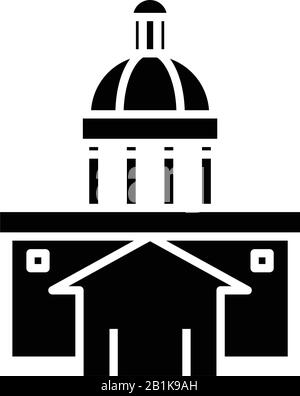Capitol black icon, concept illustration, vector flat symbol, glyph sign. Stock Vector