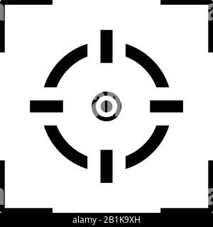 Central aim black icon, concept illustration, vector flat symbol, glyph sign. Stock Vector