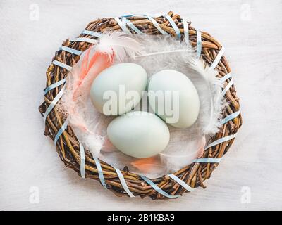 HAPPY EASTER. Beautiful greeting card. Close up Stock Photo