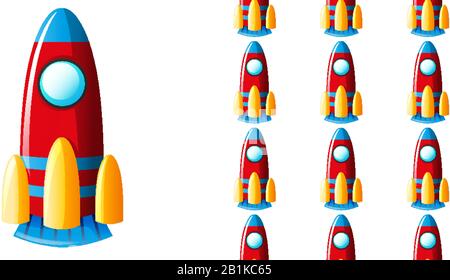 Seamless background design with toy rocket illustration Stock Vector