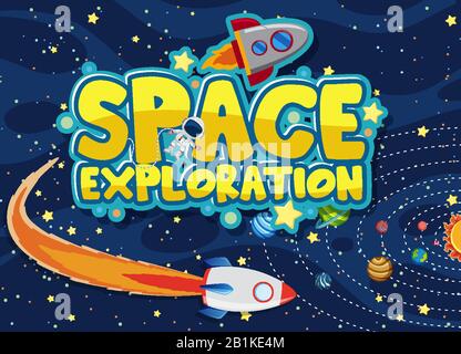 Background design with space exploration theme illustration Stock Vector
