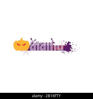 Stylish vector Halloween sale clearance layout. Scary Halloween pumpkin, bats and cobwebs - scary big discounts Stock Vector