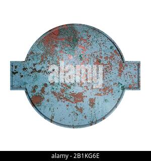 old metal sign board. white background isolated. 3d illustration design. Stock Photo