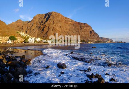 Bathing beach in La Playa, behind La Calera, Valle Gran Rey, La Gomera, Canary Islands, Spain Stock Photo