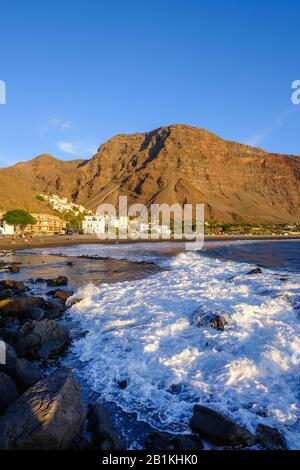 Bathing beach in La Playa, behind La Calera, Valle Gran Rey, La Gomera, Canary Islands, Spain Stock Photo