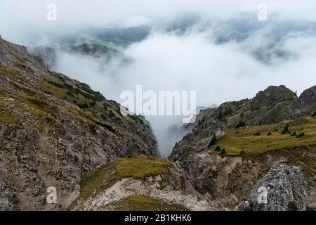 Low hanging clouds in the mountains, Lenggries, Upper Bavaria, Bavaria, Germany Stock Photo