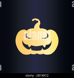 Vector Icon - Orange Jack Pumpkin on Blue Gradient Background Stock Vector