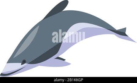 White grey dolphin icon, isometric style Stock Vector