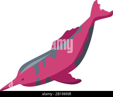 Red dolphin icon, isometric style Stock Vector