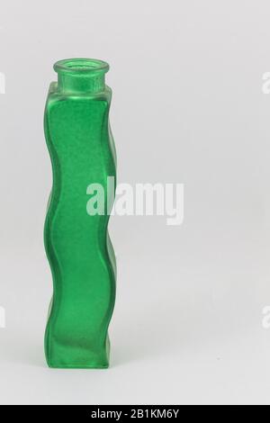 corrugated green glass vase Stock Photo