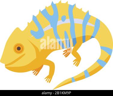 Yellow blue chameleon icon, isometric style Stock Vector