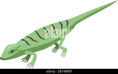 Classic green lizard icon, isometric style Stock Vector