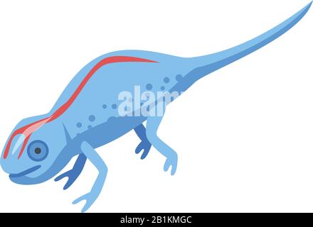 Red line blue lizard icon, isometric style Stock Vector
