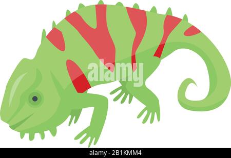 Red green chameleon icon, isometric style Stock Vector