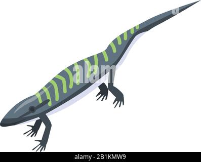 Black striped lizard icon, isometric style Stock Vector