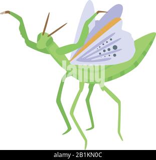 Flying mantis icon, isometric style Stock Vector
