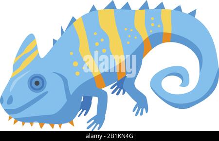 Blue funny chameleon icon, isometric style Stock Vector