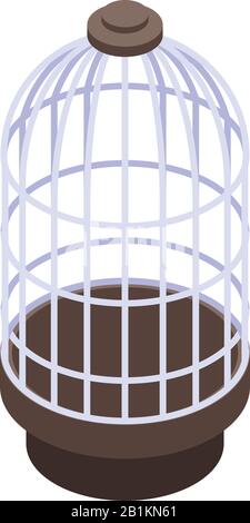 Parrot cage icon, isometric style Stock Vector