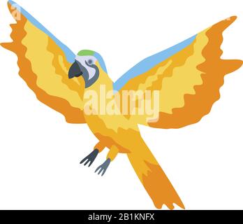 Flying gold parrot icon, isometric style Stock Vector