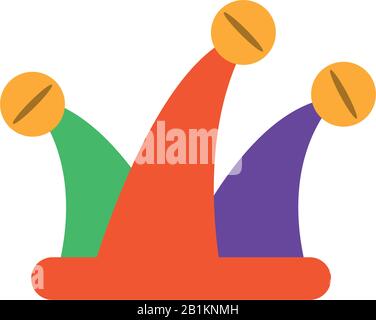 jester hat over white background, flat style icon, vector illustration Stock Vector