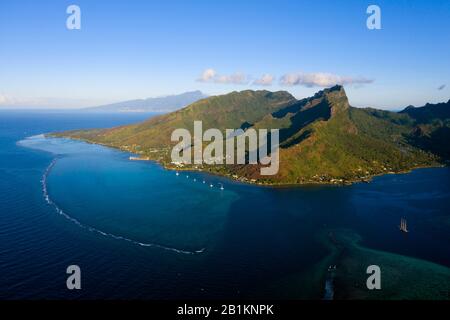 Aerial View of Cook's Bay, Moorea, French Polynesia Stock Photo