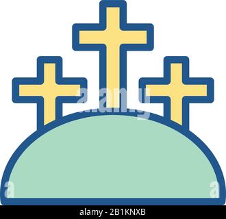 mountain with three crosses over white background, colorful and line style design, vector illustration Stock Vector
