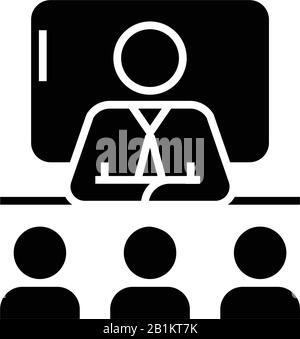 Business trainer black icon, concept illustration, vector flat symbol, glyph sign. Stock Vector