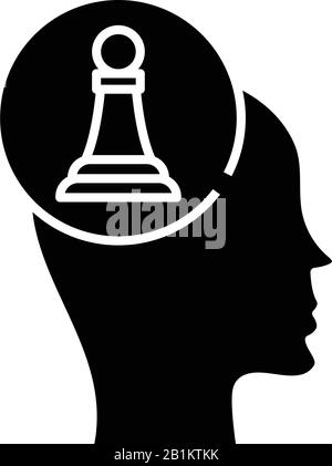 Chess player black icon, concept illustration, vector flat symbol, glyph sign. Stock Vector
