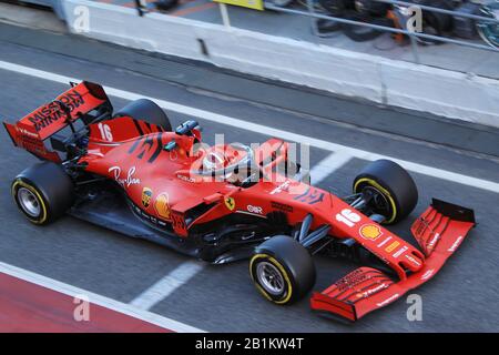 Barcelona, Spain. 26th Feb 2020. 26th February 2020; Circuit De Barcelona Catalunya, Barcelona, Catalonia, Spain; Formula 1 Pre season Testing Two; Scuderia Ferrari, Charles Leclerc Credit: Action Plus Sports Images/Alamy Live News Stock Photo