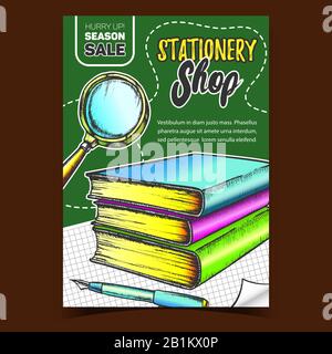 Stationery Shop Sales Advertising Banner Vector Stock Vector