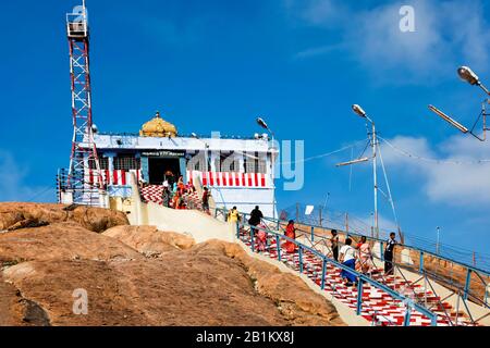 Vinayaka Temple at Rock Fort Temple, Ucchi Pillayar Koil, Tiruchirappalli or Trichy, Tamil Nadu Stock Photo